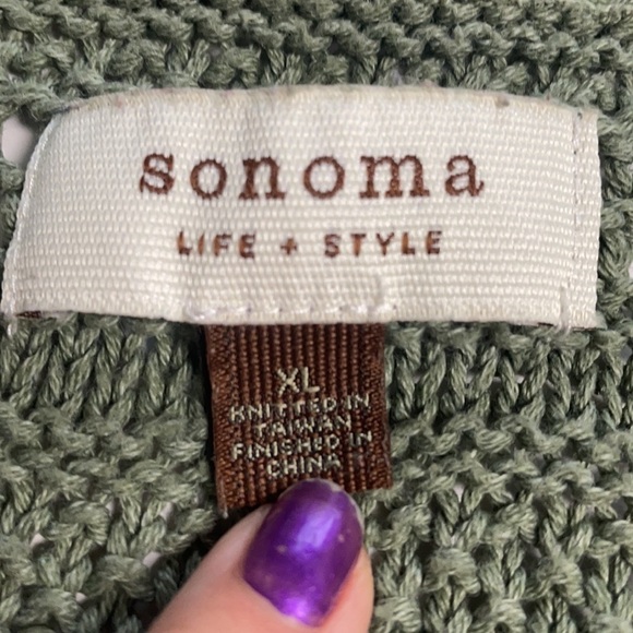 Vintage Crocheted Knitted Sage Green Sweater Vest by Sonoma Life + Style - Picture 8 of 16